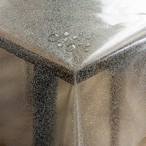 Transparente Glitzer Folie Schutzfolie Glitter Regenbogen Rechteckig 100 x 140 cm abwaschbar Tischdecke