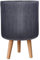 IDEALIST 26cm Large Indoor Plant Pot for Trees | Fluted Black Reinforced Stone Planter with Legs| Flower Pot Cover D26 H46 cm, 15 litres