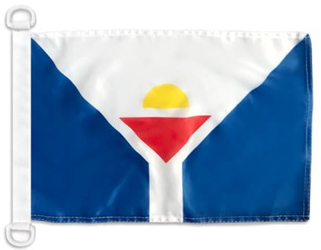 AZ FLAG - Drapeau Saint-Martin - 45x30 cm - Pavillon Nautique Saint-Martinois Spécial Bateau Et Extérieur En Maille Bloquée Avec Anneaux Plastiques Intégrés - 30g