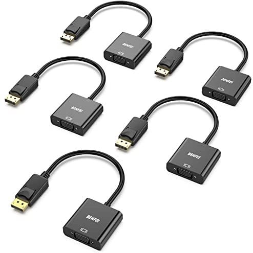 BENFEI Adattatore Displayport a VGA 5 Confezioni, Unidirezionale DisplayPort Computer a VGA Monitor 1080P, DP (Display Port) maschio a VGA femmina Convertitore per Lenovo Dell HP Asus