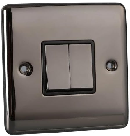 Caradok 2 Gang 2 Way Light Switch - Black Nickel
