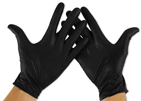 KMINA - Gants Nitrile, Jetables Non Poudrés, Sans Latex, en Nitrile Noir (100, XL)
