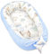 Babynest Neugeborene Nestchen Baby 90x50 cm - Kokon Handmade zweiseitig aus Baumwolle Waffel mit Babynestchen Tiere Blau