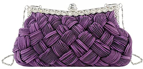MEGAUK Damen Elegante Handtasche Strass Clutch Abendtasche Crossbody Bag mit Kette für Hochzeit Wedding Prom Party, Lila