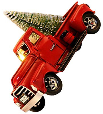 NUOBESTY Rotes Vintage Truck Modell Mit Weihnachtsbaum Metall Deko-Auto Für Schreibtisch Und Zuhause Nostalgische Weihnachtsdekoration Für Büro Und Wohnräume Langlebig Und Stilvoll