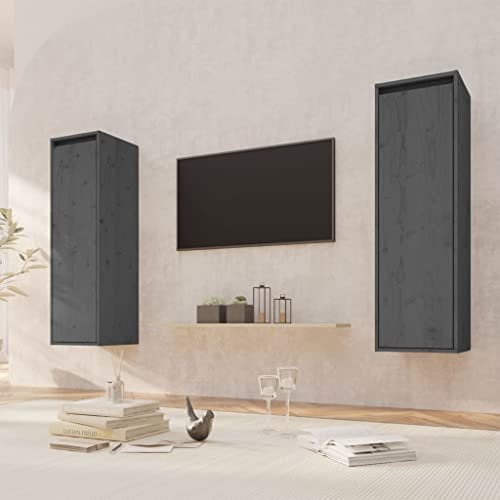 Würfelregale 2 STK, Würfelregal-Set in Moderner Regalwürfel Flexicube Massivholz Kiefer Hängeregal Cube Regal für Bücher DVD Auszeichnungen Büchern Sammlerstücken, Grau 80x30x35 cm