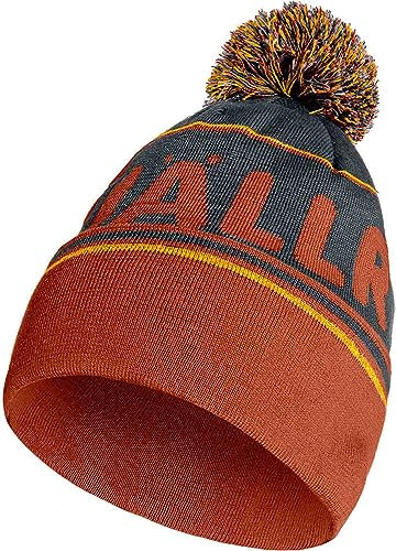 Fjällräven Unisex Pom Hut, Autumn Leaf/Dark Navy, One Size