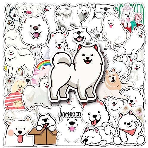 AUCEKO 50 Stück Samoyed Aufkleber Pack Samojeden Sticker Set wasserdichte Vinyl Sticker für Laptop Kinder Autos Motorrad Fahrrad Skateboard Gepäck Koffer Computer Aufkleber Graffiti Decal