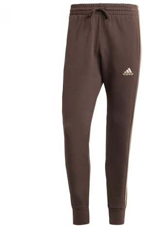 adidas Herren Essentials French Terry Tapered Cuff 3-Stripes Pants, Shadow Brown, L