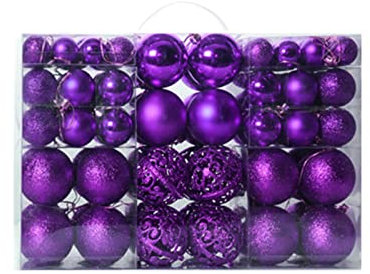 100 Stück Große Weihnachtskugeln Christbaumkugeln bruchsicher Christbaumkugeln (Lila One Size)