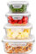 Innoteck Essentials 4pc Square Glass Storage Container Set with Snap Lock Lids - Watertight & Airtight Lids - Heat & Cold Resistant Glass - Microwave, Oven, Freeze & Dishwasher Safe - for Meal Prep
