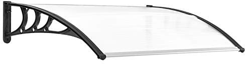 Outsunny Tejadillo de Protección 75x100 cm Marquesina Exterior para Puertas y Ventanas contra Sol y Lluvia con Soporte de Aleación de Aluminio Transparente
