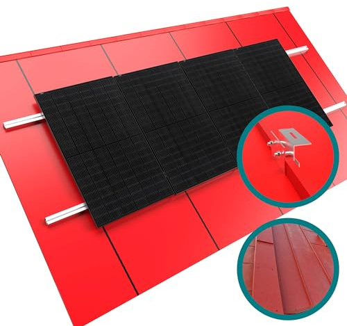 doitBau Erweiterungs-Montageset Blechdach mit Stehfalz silber für Solarmodule Schrägdach Blech stehende Blechfalz befestigen Photovoltaik Halterung Befestigung PV Montage Set Modul Dach Solar Anlage