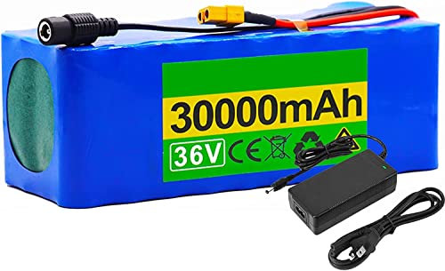 stdpcxz Batterie pour Vélo Electrique 36V 30Ah Batterie Au Lithium avec Chargeur, 10S6P Batterie Haute Puissance pour Scooter de Mobilité Voiturette de Golf Fauteuil Roulant Electrique 36V 30AH,T