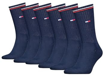 Tommy Hilfiger Lifestyle Crew Socken/lange Tennissocken für Damen & Herren 6-er Pack, Farbe:Dark Navy, Socken & Strümpfe:35-38