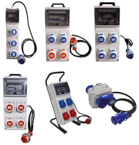 QUADRO ELETTRICO INDUSTRIALE 16A DA CANTIERE CON 4 PRESE INDUSTRIALI IP67 2P+T (2x) + 3P+N+T (x2) 16A MAGNETOTERMICO DIFFERENZIALE 40A ASC IP65 220V 380V MONOFASE TRIFASE CON CERTIFICAZIONE