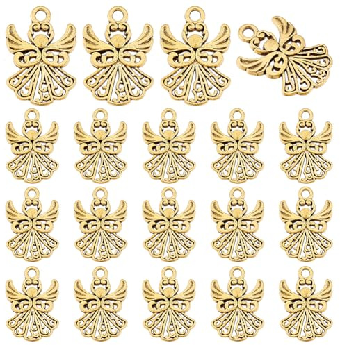 PH PandaHall 80 Stück Engel Charm Anhänger Im Tibetischen Stil Feen Engel Anhänger Großpackung Antike Goldene Engelsperlen Charms Für Armbänder Halsketten Schmuckherstellung Schlüsselanhänger Basteln