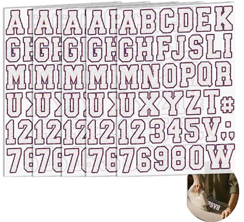 Dolmifapro Iron on Transfer, 5 Sheets Colorful Letters and Numbers, Personalized Clothing Decoration for T-Shirt, Jeans, Bags