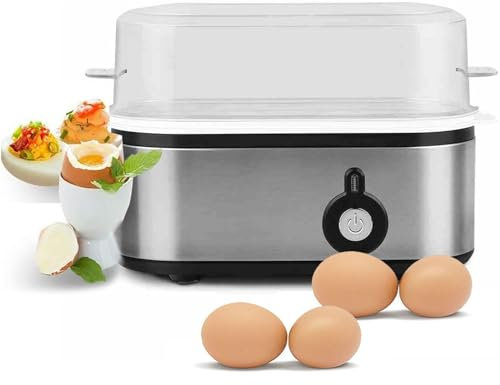 NGARY Rapid Egg Cooker, 210W Compact Egg Cooker Multi-Functional with 3 Poachers, Lntelligent Power Off and Anti-Dry Burn Protection, Ideal for Soft Medium or Hard Boiled Eggs