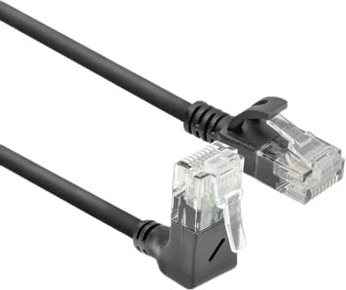 ACT DC4902 - Câble Réseau CAT6A Coudé à 90° Vers le Haut - U/UTP LSZH - LAN Fin 3,6 mm - Ethernet Flexible Avec Fiche RJ45 - Pour Centres de Données, 2 m