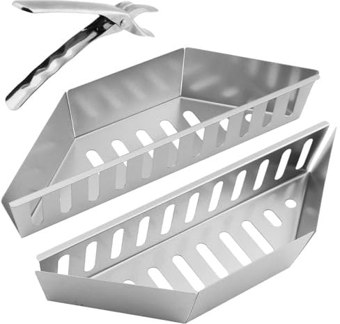 JOYIAL 2pcs Stainless Steel Charcoal Basket, Charcoal Tray, For Grilling, Heavy Duty Kettles Charcoal Grill Accessory Parts For Briquette, Wood, Chip