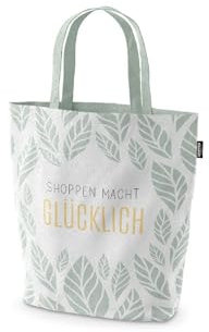Strandtasche Einkaufstasche Shopper Tragetasche Relax (Shoppen macht Glücklich - Grün)