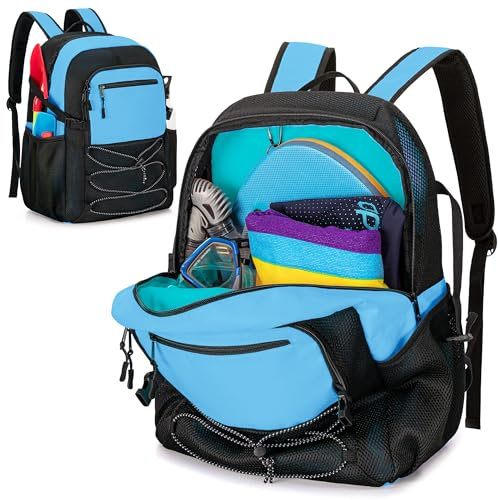 Fasrom Strandtasche xxl Familie Strand Rucksack Badetasche Damen Herren Strandtasche Wasserdicht Groß Blau