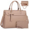 RAINSMORE Handtasche Damen Shopper Damen Groß 15.6 Zoll Laptoptasche Damen Wasserdicht PU Leder Arbeitstasche Umhängetasche mit Geldbörse 2-teiliges Set für Business Arbeit Schule Khaki