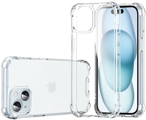 DEREAFF Case for iPhone 15 Plus (6.7-Inch), Clear 15 Plus Case Hard PC Back & Soft TPU Shockproof Anti-Scratch Phone Bumper Cover for iPhone 15 Plus - Clear