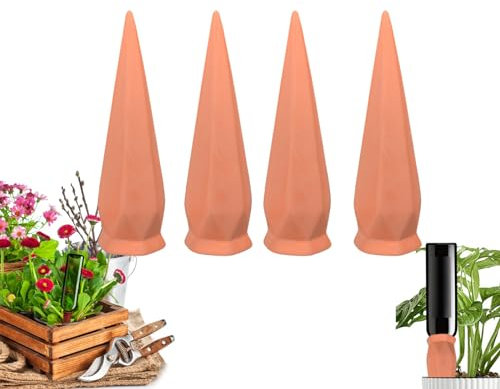 LHLXZQ Regador de Plantas, 4 Piezas Puntos de Riego para Plantas Conos de Terracota de Autorriego, Sistema de Irrigación Automático en Vacaciones para Flores y Plantas de Interior y Exterior#1