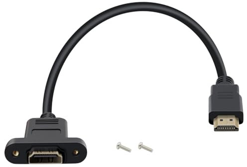 HuaLiSiJi HDMI Verlängerungskabel mit Panel Mount 4K HDMI Kabel Stecker auf Weibliche High Speed HDMI Verlängerungskabel für Computer, Blu Ray Player, TV, Xbox360 (0.3m)