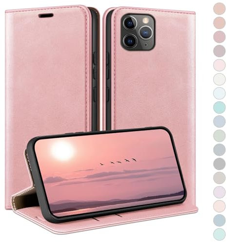 HUOUH for iPhone 11 Pro 5.8 Wallet case with RFID Blocking PU Leather,Flip Folio Book covers,Credit Card Holder Shockproof Phone case Women Men for Apple 11 Pro case Rose Gold