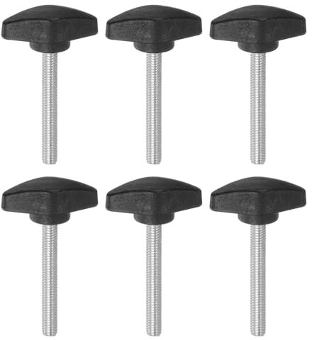 QUARKZMAN 6 Stück Rändelschraube Flügelschrauben Kunststoff T-Flügelknöpfe M6 x 50 mm Metrische männliche Gewindestifte T-Kopf Kunststoffknöpfe Daumenschraube, Schwarz