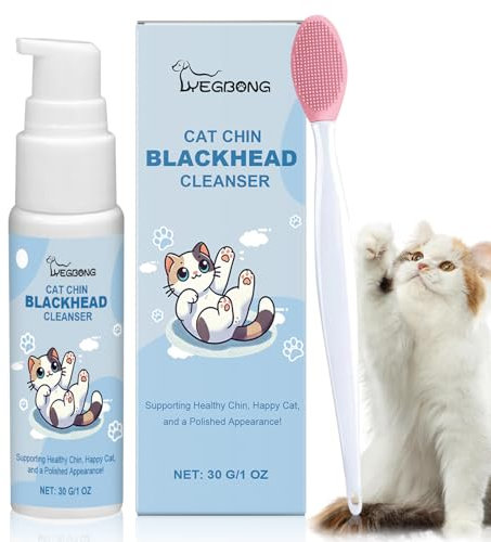 OPEIXSAYKOC Kit de Cuidado del acné para la Barbilla de Gato,30 G con Cepillo de Limpieza para el acné,Crema para el acné y el acné de Gatos,Elimina Suavemente los Puntos Negros causados por dietas