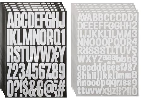 870 Stücke 10 Blätter Buchstaben Aufkleber, Zahlen Aufkleber, Buchstaben Sticker, Klebebuchstaben Wetterfest, Selbstklebende Buchstaben, Buchstaben zum Aufkleben (Weiß)
