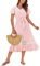 GRACE KARIN Vestido de verano para mujer, elegante, cuello en V, volantes, manga corta, línea A, vestido midi, rosa claro, L