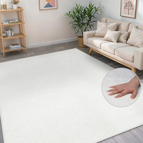 BEIMO Tappeto Salotto Pelo Corto Moderno, Tappeto Lavabile In Lavatrice, Tappeto Camera Da Letto, Tappeti Antiscivolo per Soggiorno, Ingresso Interno, Tavolino Da Salotto, Creme, 80x150cm