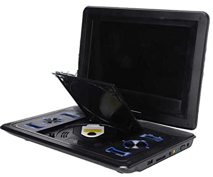 JOJIDE Tragbarer DVD-Player, Tragbarer DVD-Player Rotierender wiederaufladbarer HD-CD-DVD-Player mit LED-Bildschirm for Auto-Reiseunterstützung FM-Radio-Funktion,für Zuhause,Auto(Baby Blue)