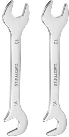 sourcing map 2pcs Super-Thin Open End Wrench Tool 10mm Metric Double Open-End Wrench 30Cr13 Stainless Steel Quenching Polish Spanner with 15° and 75° Angled for Auto Repairs