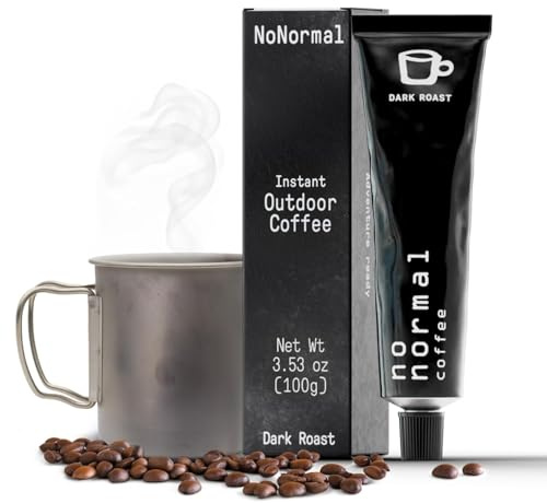 No Normal Dark Roast Instant Coffee Paste (20 Cups) The Outdoor Coffee Swiss-Made, Fairtrade Arabica Beans, Liquid Concentrate in Zero Waste On-the-Go Tube (100g (Pack of 1), Arabica Beans)