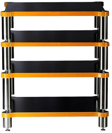 Easnuroz Étagère HiFi 2/3/4 Niveaux Support HiFi En MDF for Tourne-disque Étagère HiFi Audiovisuelle, Plateau Audio Au Sol, Meuble TV for Ampli AV, Platine Vinyle, Sky Box, Imprimante(Black-B,60*103*4