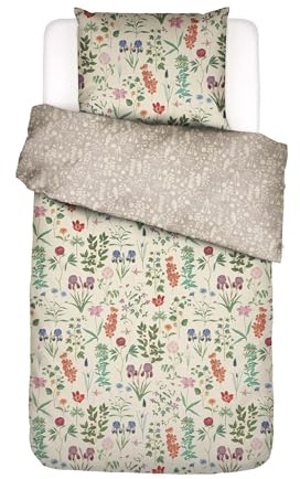 ESSENZA Bettwäsche Marigold Vanille, 135x200 cm + 1x 80x80 cm - 100% Bio-Baumwollsatin 220TC - Blumen