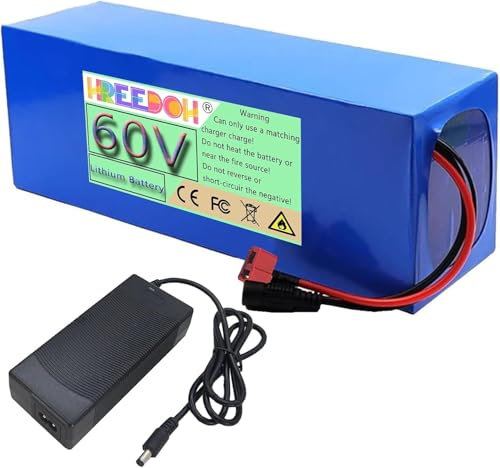 ZHANGshouf Batteria agli ioni di Litio da 60 V, Batteria Integrata da 8 Ah, 10 Ah, 15 Ah, 20 Ah, Pacco Batteria al Litio con Caricabatterie per Motore da 450 W, 600 W, 900 W e 1200 W.