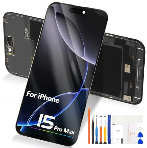 TFT LCD Bildschirm für iPhone 15 Pro Max LCD Display für iPhone 15 Pro Max Bildschirm Ersatz Touchscreen Digitizer Assembly Reparatur Set A2849 A3105 A3108 A3106 (Schwarz,6.7)