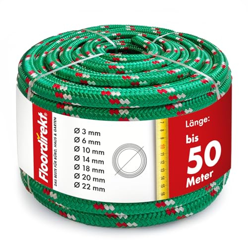 Floordirekt Polypropylen Seil K2 – 6mm 30m grün-rot, UV-beständig & wetterfest – strapazierfähiges PP-Seil für Garten, Camping, Boot & Landwirtschaft
