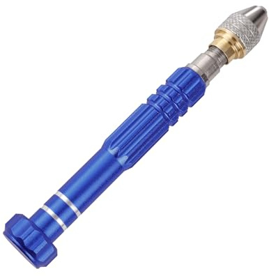 Tekrill taladro manual de precisión, mandril manual de 3 mordazas para sujetar brocas helicoidales de de 0.5mm a 3mm TS/SDZKQ-02 (azul)
