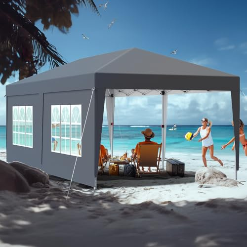 Pop Up Pavillon 3x6m，Faltpavillon Wasserdicht，Winterfest，UV Schutz 50+，Stabil，Höhenverstellbar，Gartenpavillon mit 4 Seitenwänden、Rollen Tragtasche，Faltbar Partyzelt Gartenzelt für Outdoor,Anthrazit