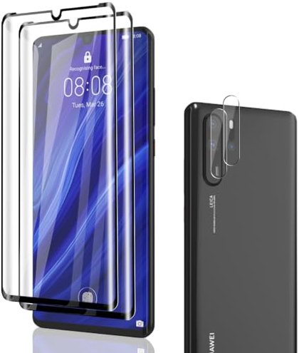 Phlleyaa Vetro Temperato per Huawei P30 Pro Pellicola 2 Pezzi e 2 Pezzi Vetro Fotocamera, 9H Durezza, Trasparente, Senza Bolle, Anti Graffio, Pellicola Protettiva per Huawei P30 Pro
