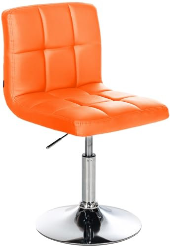 CLP Drehstuhl Palma V2 Mit Hochwertiger Polsterung Und Kunstlederbezug I Höhenverstellbarer Esszimmerstuhl Mit Metallgestell In Chrom-Optik, Farbe:orange