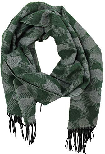 Wollschal Webschal Winterschal Unisexschal Armymuster aus Wolle made in Germany 180 x 36 cm, grün